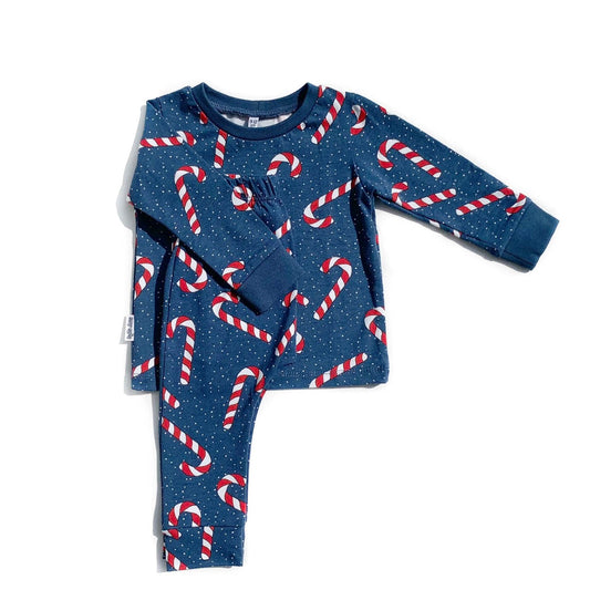 Blue Candy Cane Long Sleeve PJs - Size 0-3m, 3-6m & 9-12m