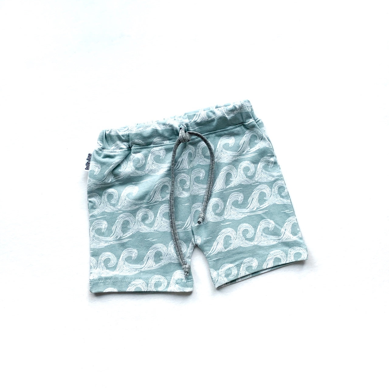 Mint Waves Drawstring Shorts