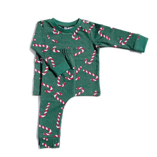 Green Candy Cane Long Sleeve PJs - Size 3-6m, 9-12m & 4-5y