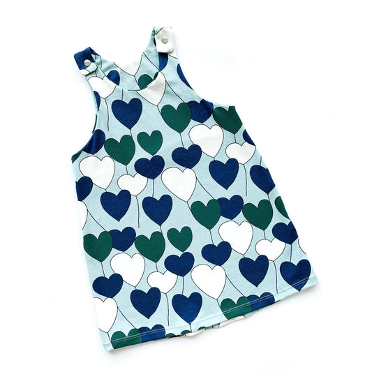 Mint Hearts Pinafore Dress