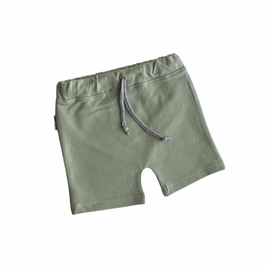 Solid Green Drawstring Shorts